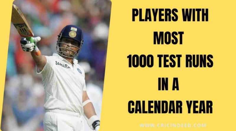 Players with Most 1000 Test Runs in a Calendar Year
