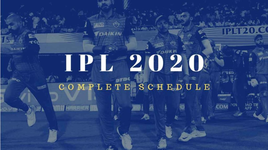 IPL 2020 Schedule