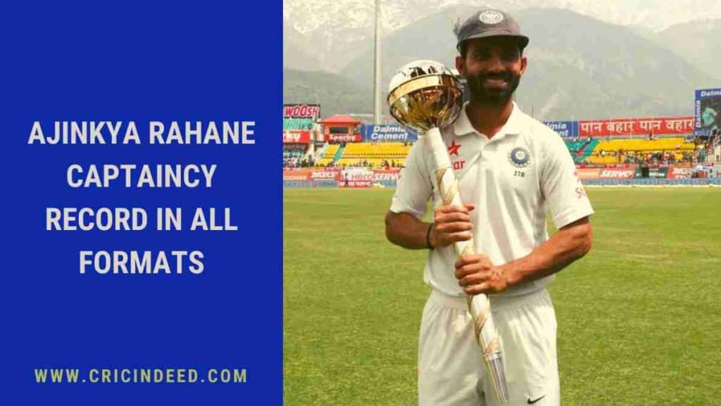 Ajinkya Rahane captaincy record in all three formats