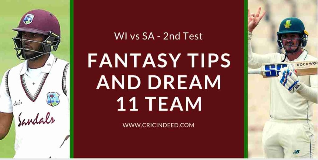 WI vs SA 2nd Test Dream11 Prediction