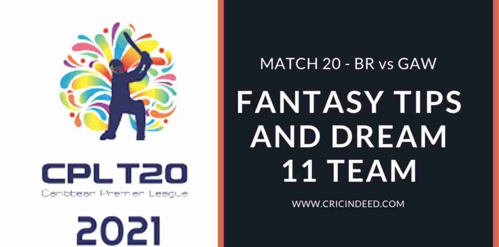 BR vs GAW Match 20 CPL 2021