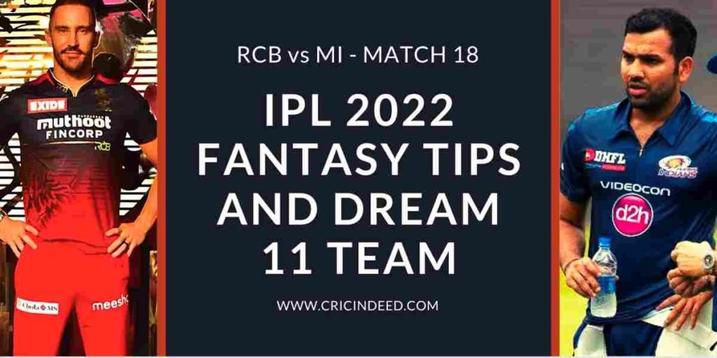 rcb vs mi 2022 dream11 predicitons