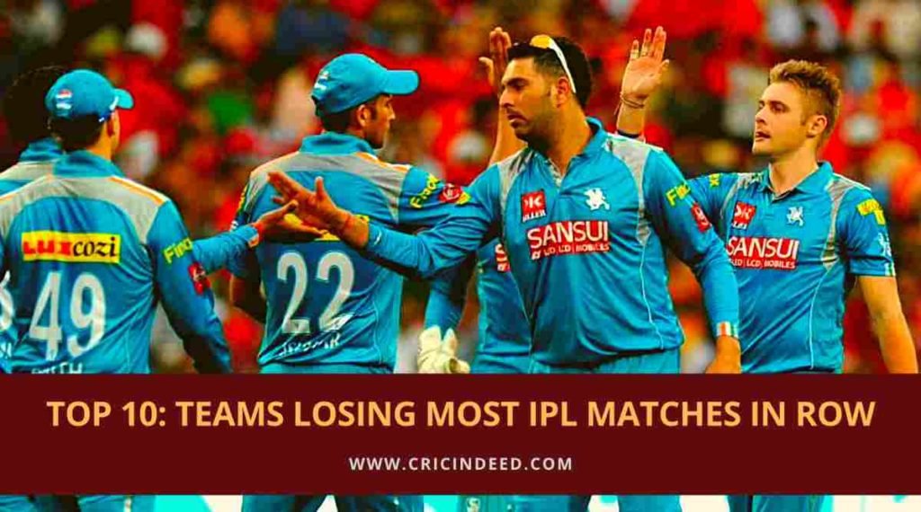 most consecutive loses in ipl by a team
