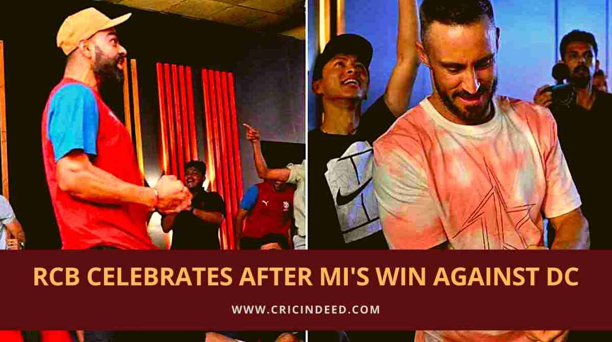 Faf Du Plessis, Virat Kohli and Glenn Maxwell react after MI win over DC powers RCB into playoffs