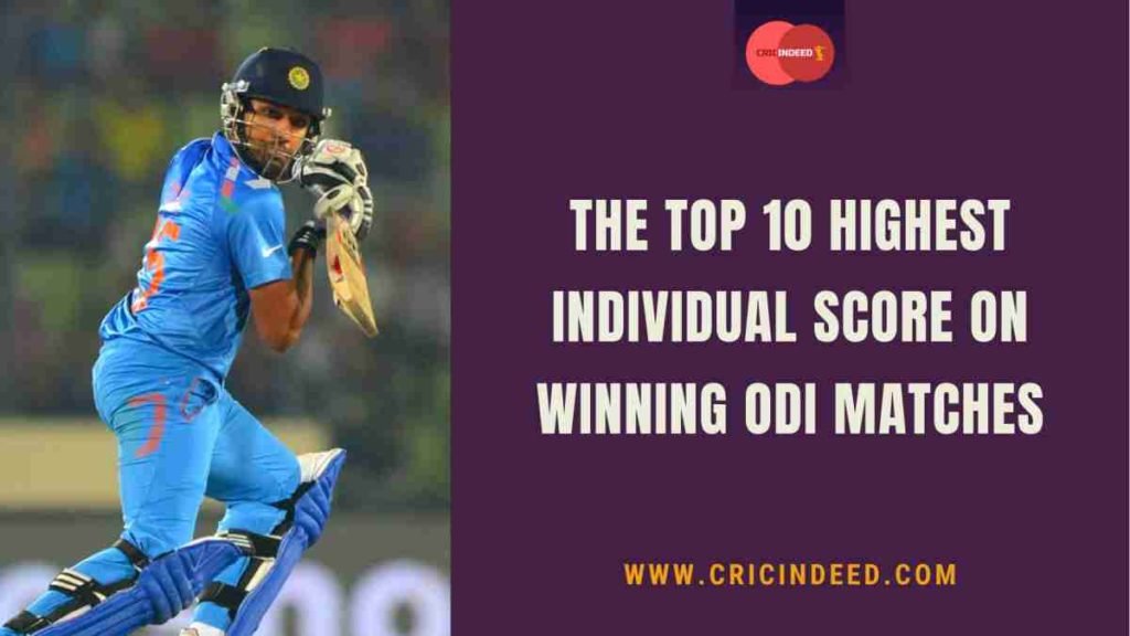 highest individual odi score on winning cause