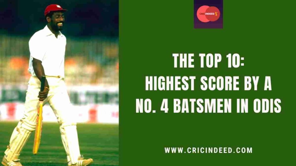 highest score by a no. 4 batsman in odi