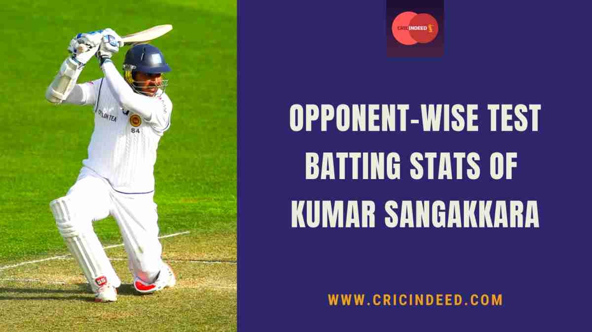 Kumar Sangakkara Opponent-wise Test Runs & Stats Breakdown