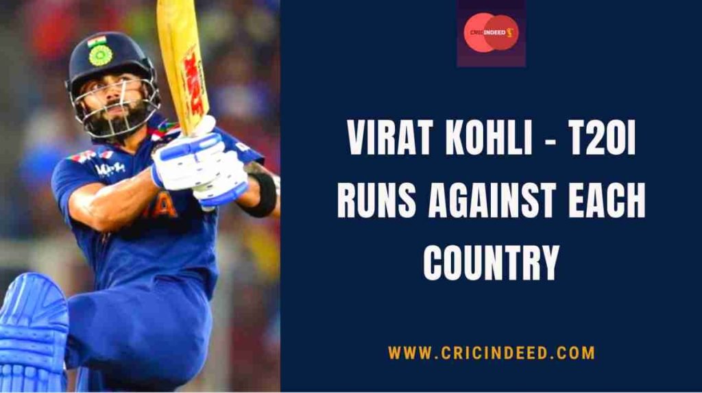 virat t20 runs against each country