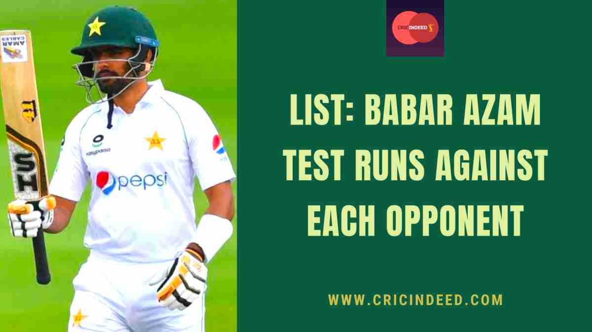 Babar Azam โ Test Runs โ Against Each Team