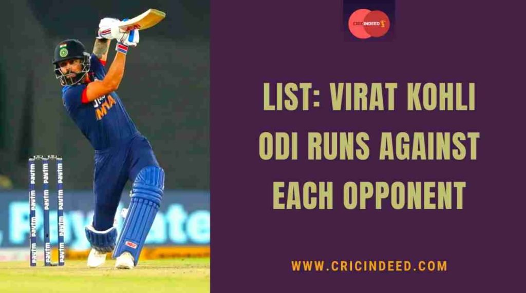 virat odi runs against each team
