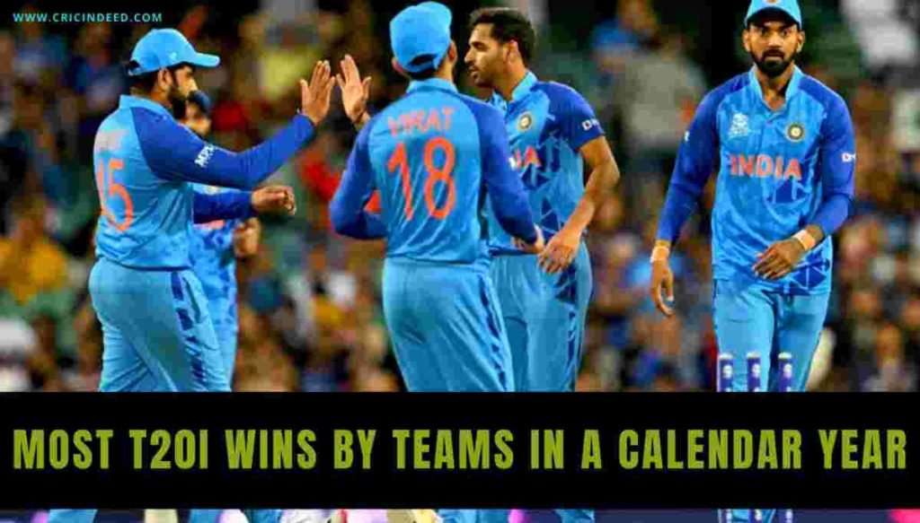 most wins in a calendar year in t20i cricket