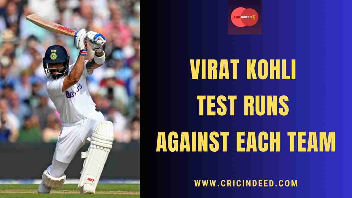 Virat Kohli Test Runs by Opponent