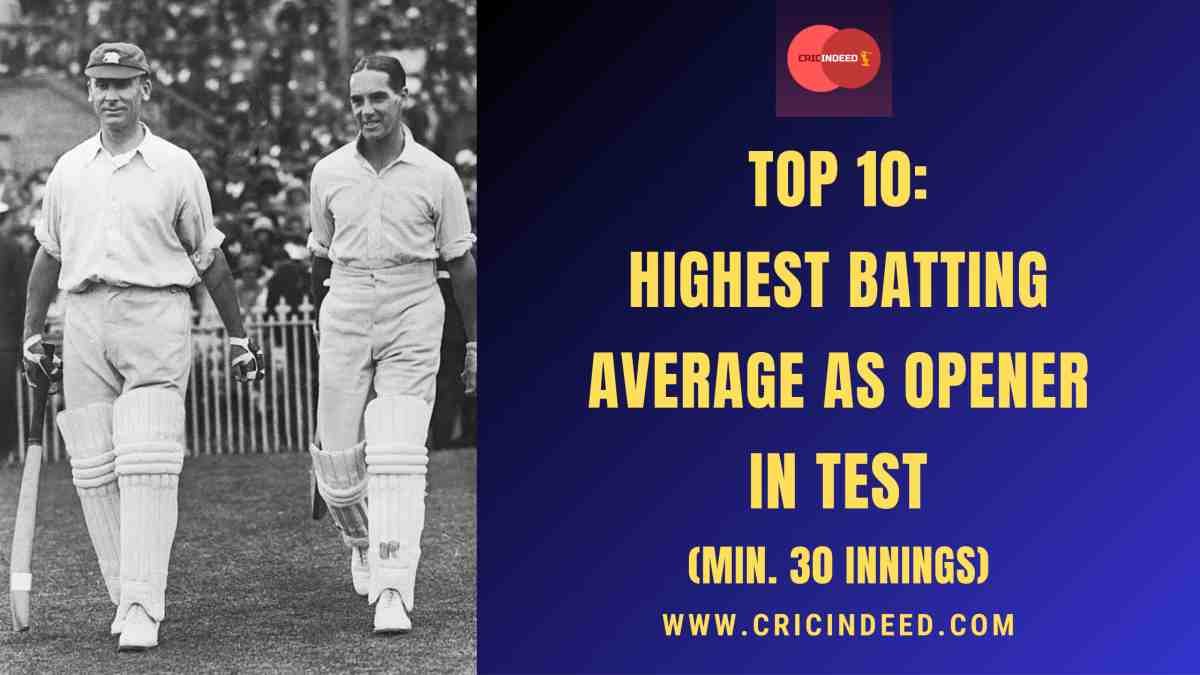 Top 10: Highest Batting Average as Opener in Test (Min. 30 Innings)