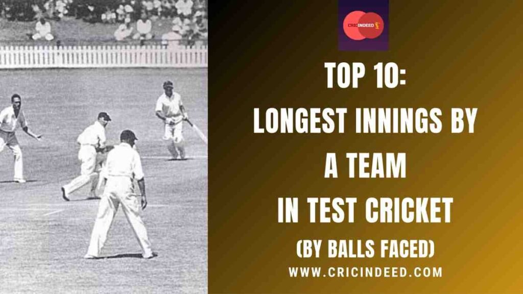 Top 10: Longest Innings by a Team in Test Cricket (by Balls Faced)