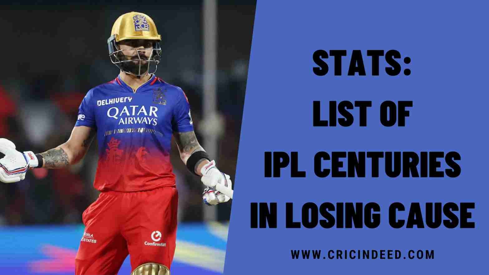 List: IPL Centuries in Losing Cause