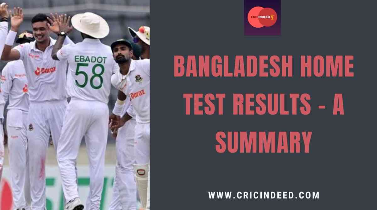 Bangladesh’s Test Results at Home – A Summary