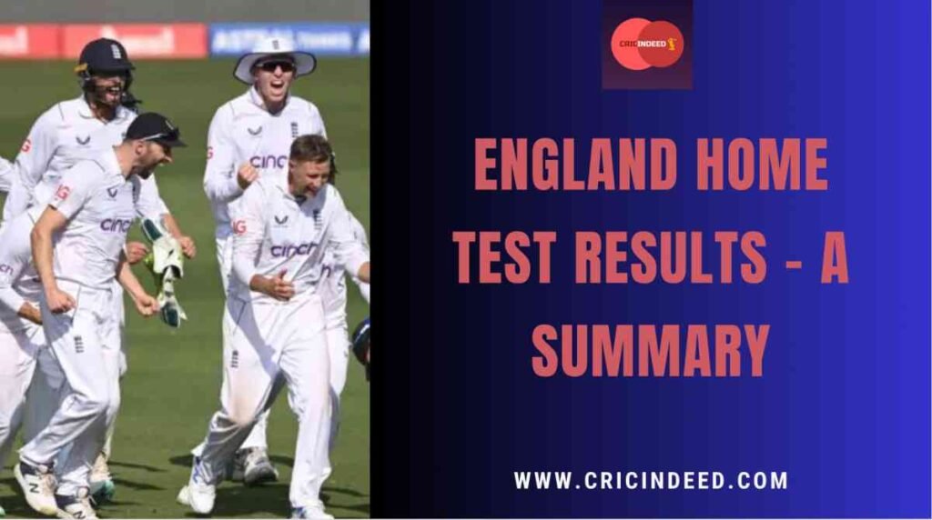 england home test results and records