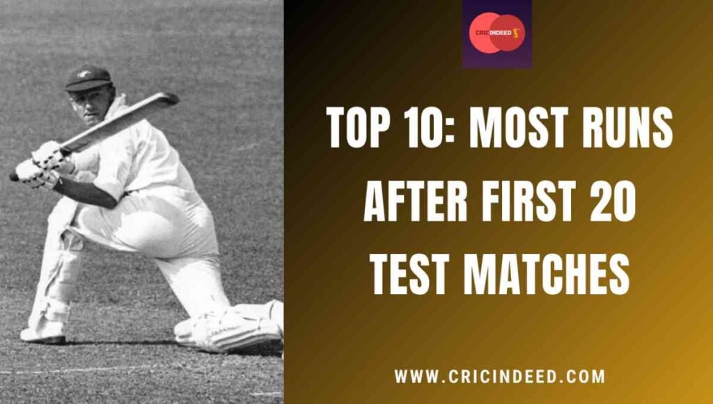 most runs after 20 test matches