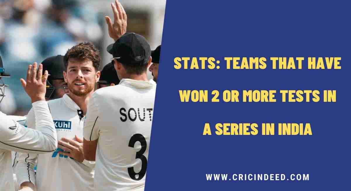 Stats: Teams that have Won 2 or more Tests in a Series in India