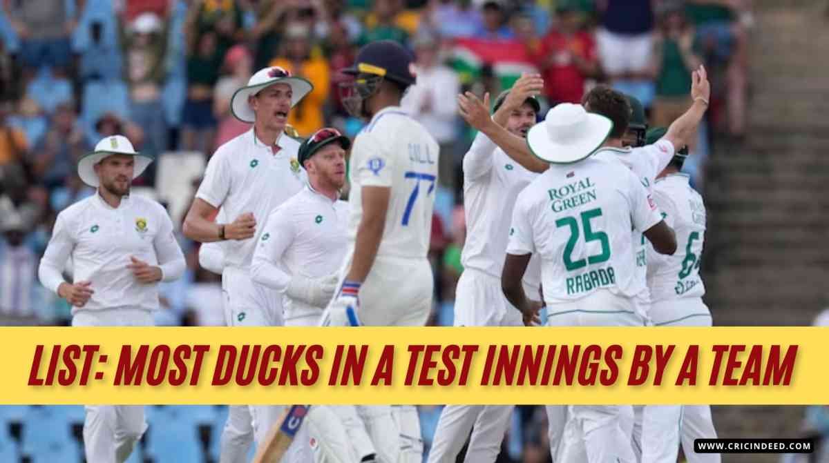 Most Ducks in a Test Innings by a Team
