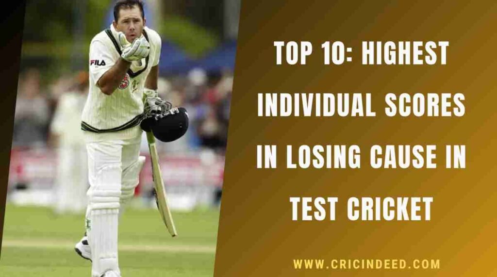 most runs in a test innings in losing cause