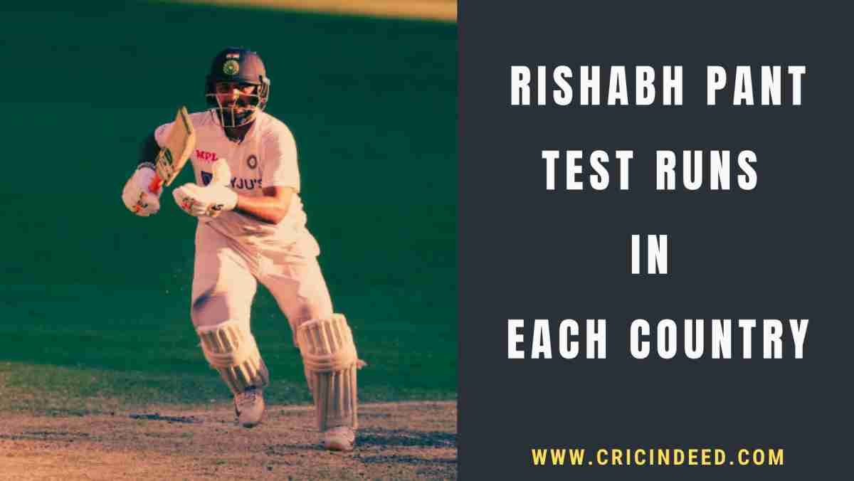 Rishabh Pant Test Runs in Each Country
