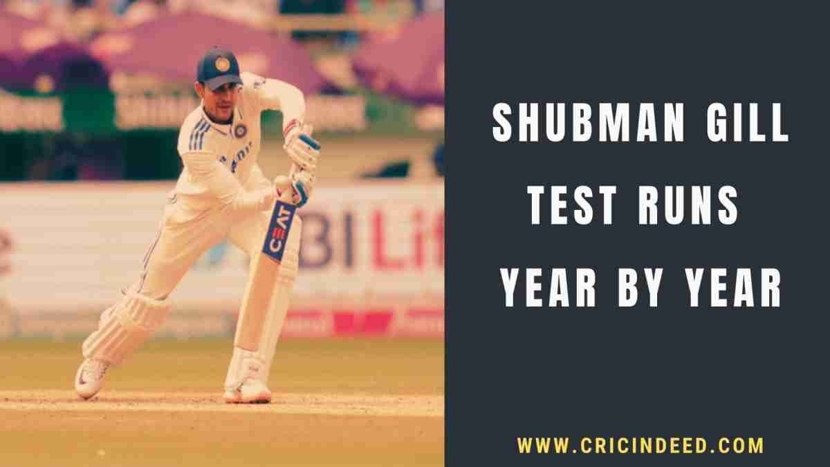 Shubman Gill Test Runs – Year by Year