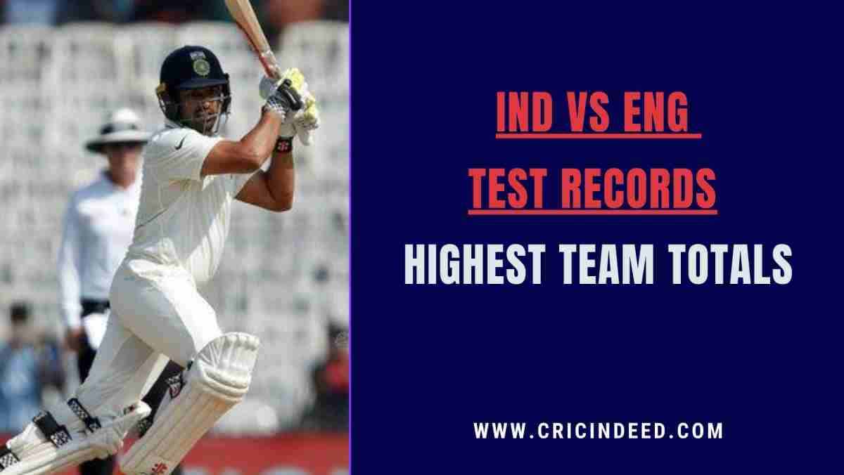 IND vs ENG Test Records: Highest Team Totals