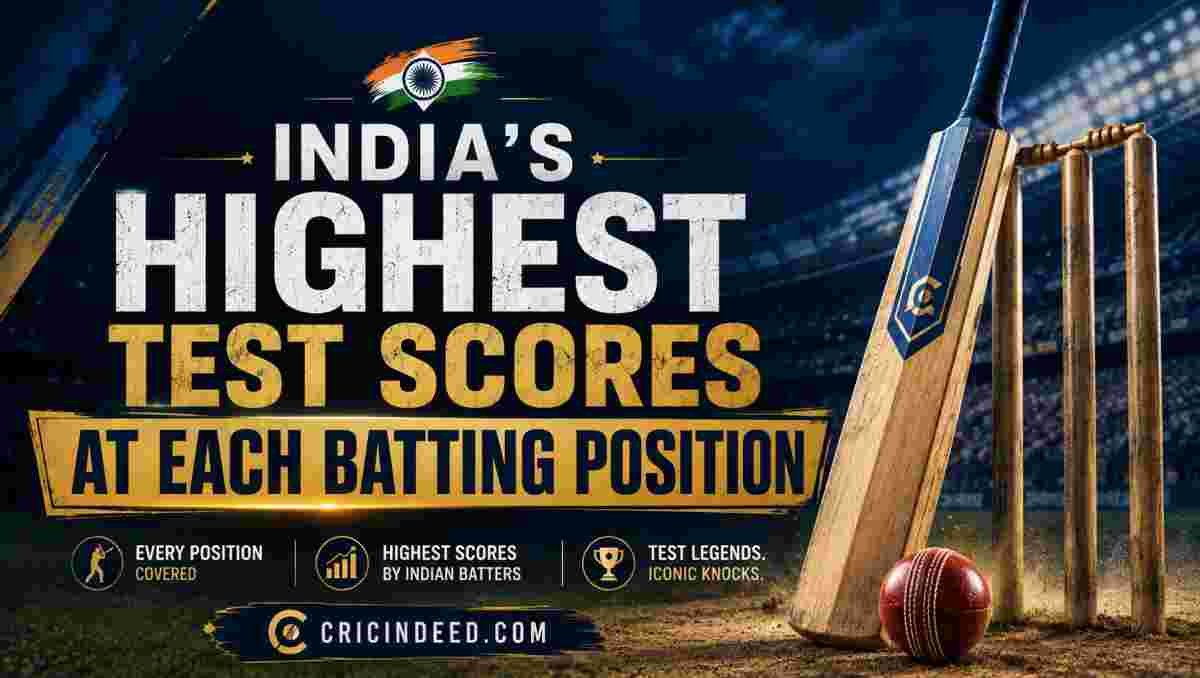 India’s Highest Test Scores at Each Batting Position