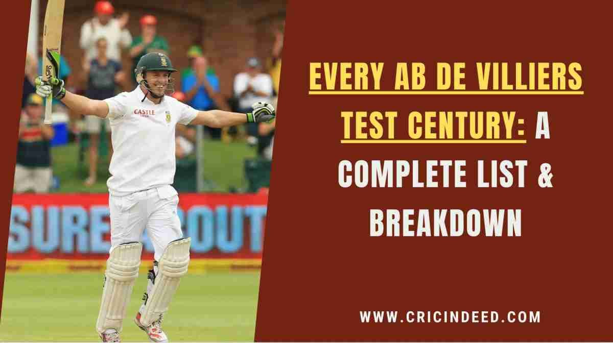 AB de Villiers Test Centuries: Full List & Records