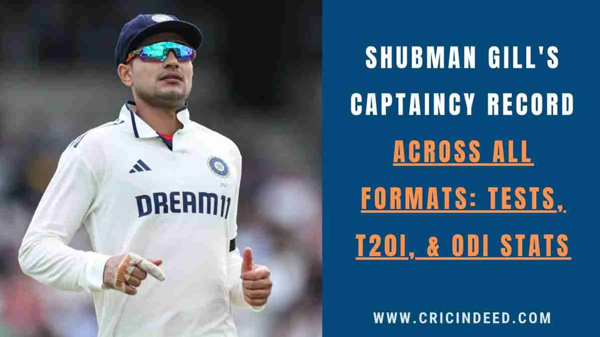 Shubman Gill Captaincy Record: All Formats (Tests, ODIs, T20s) Stats