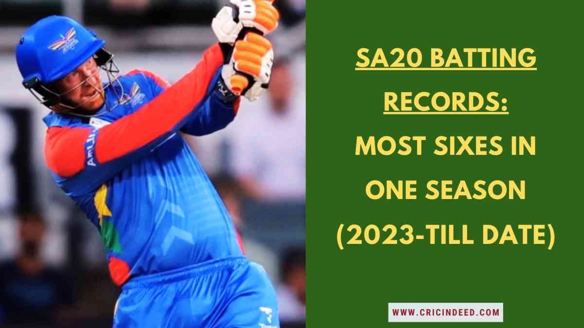 SA20 Stats: Most Sixes in a Single Season