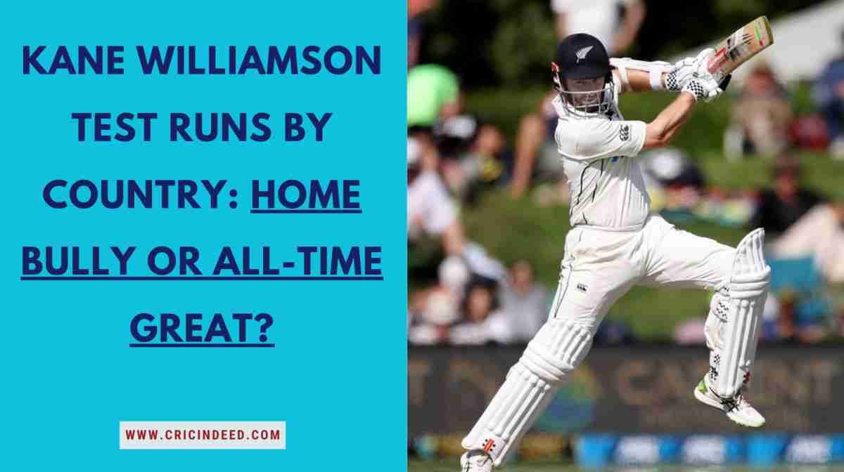 Kane Williamson Test Runs by Country