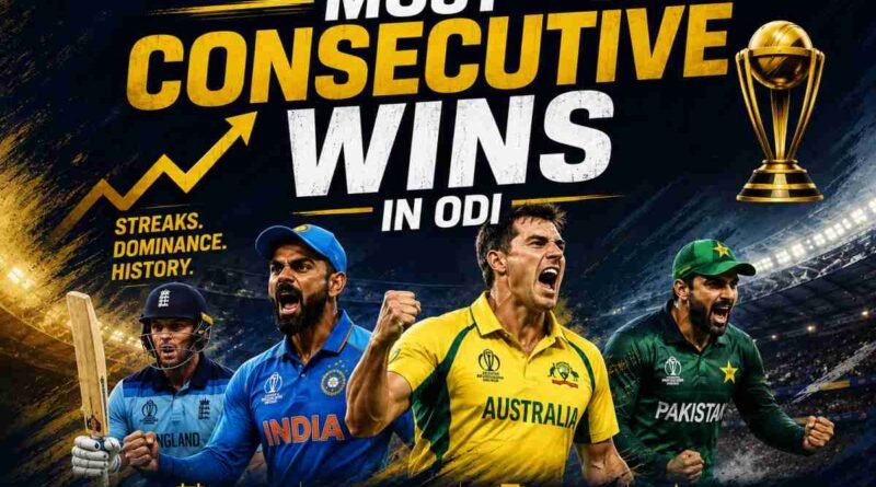 Most Consecutive Wins in ODI Most Consecutive Wins in ODI