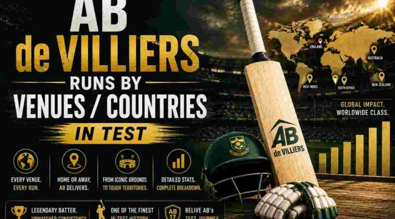 AB de Villiers Runs Country-wise in Test AB de Villiers Runs Country-wise in Test