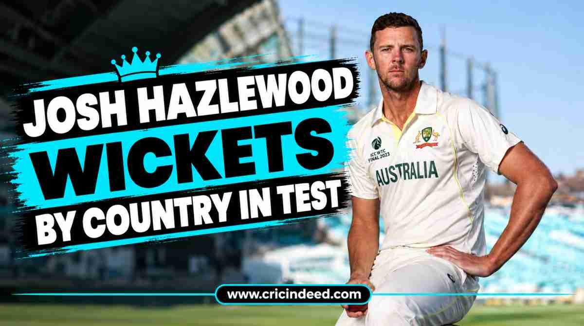 Josh Hazlewood Wickets by Country in Test